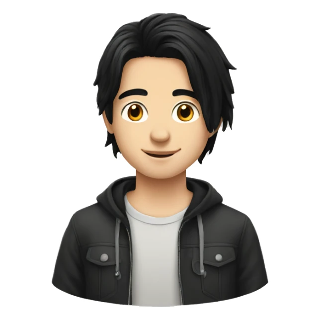 european teenager boy long black hair sticker