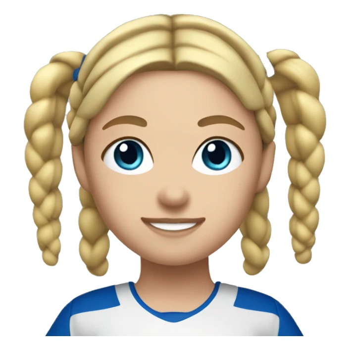 Softball blonde  girl two french braids blue eyes sticker