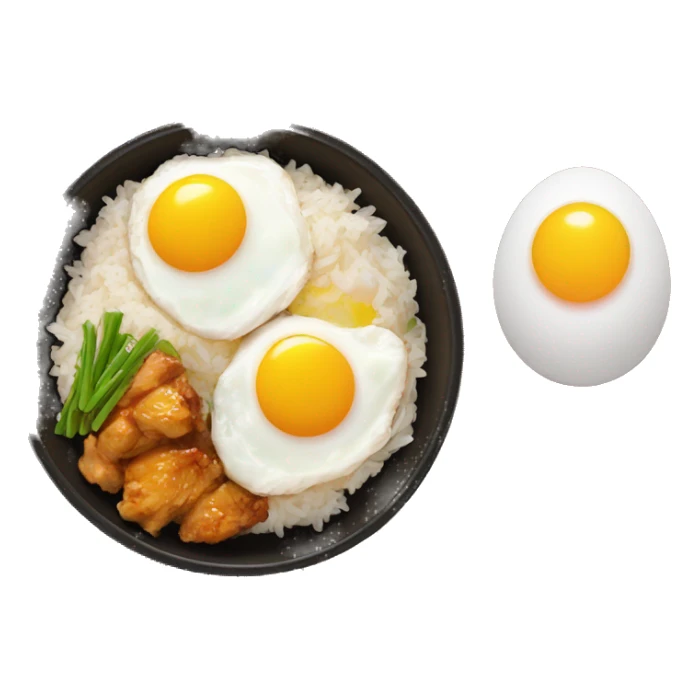 chicken thigh rice bowl with two eggs sticker