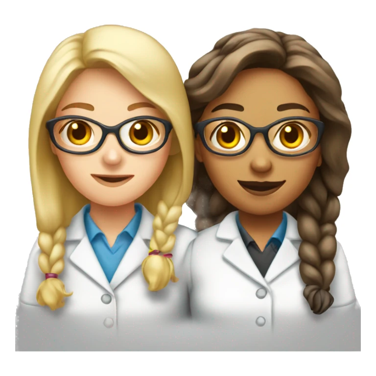  two scientists girls with one clear beaker sticker