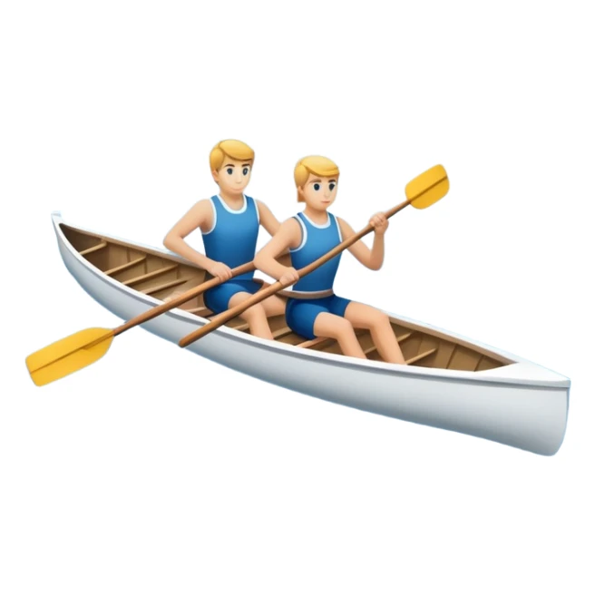 An icon featuring a rowing boat with two oars and a calm river in the background, symbolizing academic rowing. The design includes a rower in athletic gear, a team of rowers, and rippling water, representing the competitive spirit and technique of rowing. Transparent background sticker