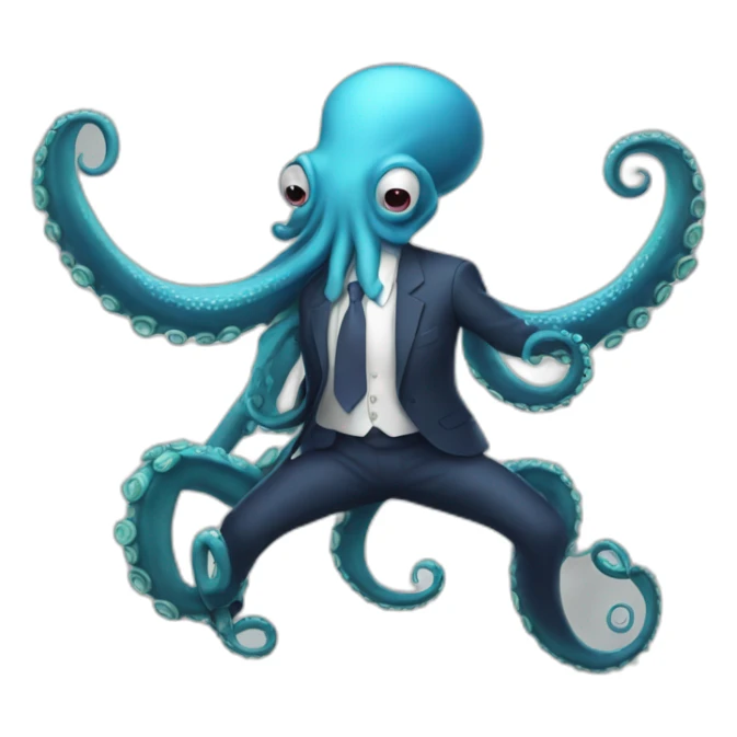 OCTOPUS BUSINESSMAN WITH LOOSE TENTACLES SWINGING sticker