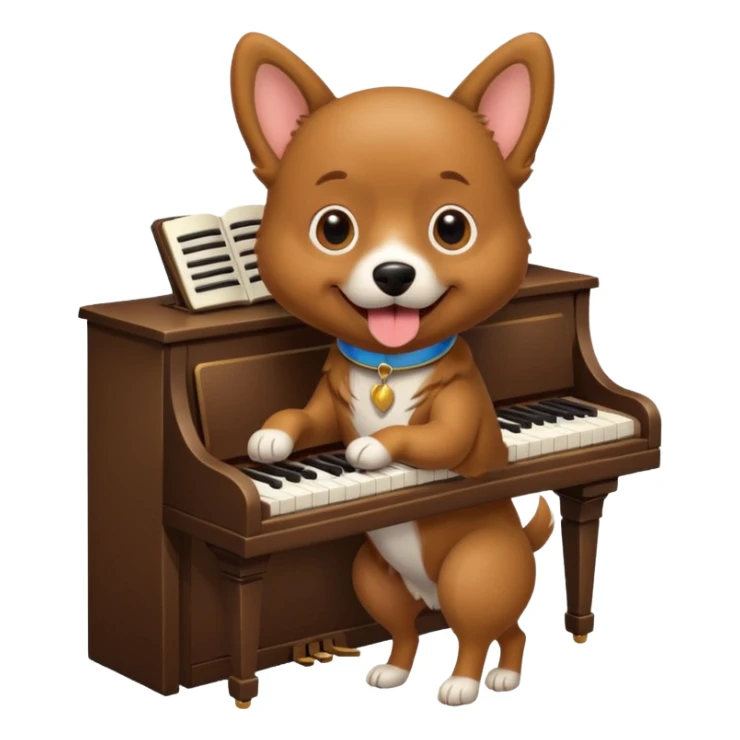 Un chien qui joue du piano sticker