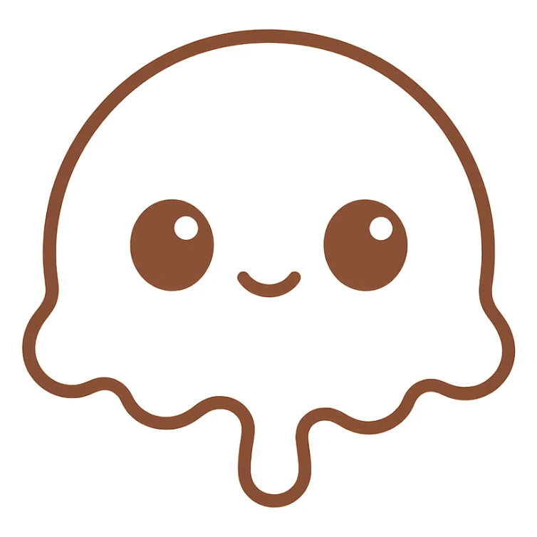 Create an emoji style kawaii illustration with very light creamy vanilla color, big shiny eyes, and a cute expression. The background should be transparent. sticker