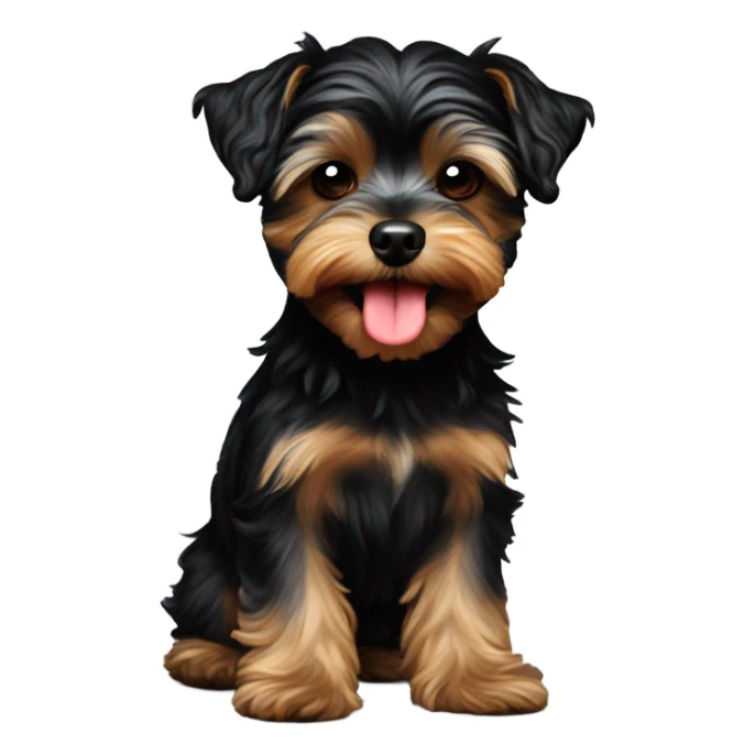 Black Yorkiepoo sticking his tongue out  sticker