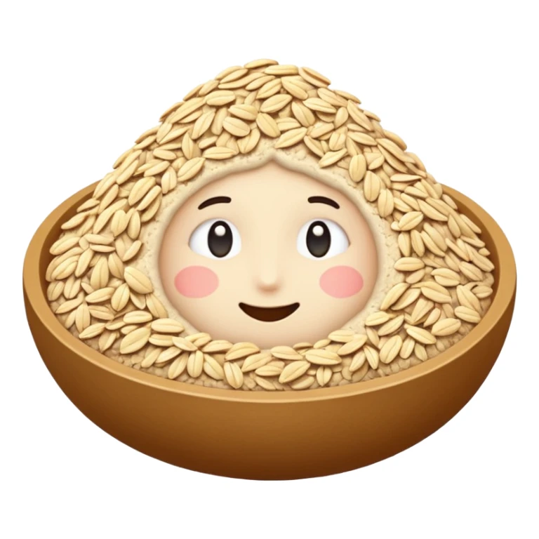 oat flour soft mound or scatter fine pale beige powdery matte texture with a few rolled oats blended in no extras apple emoji style soft lighting transparent background emoji scale sticker