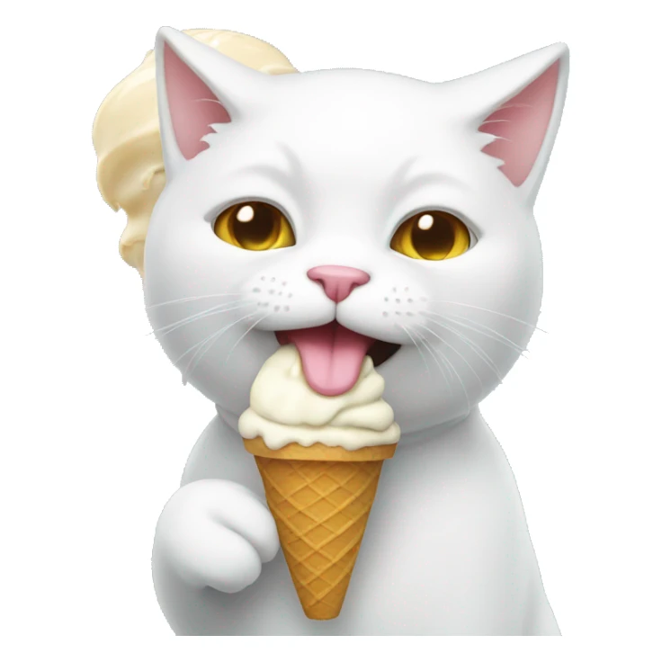 White cat eating ice cream  sticker