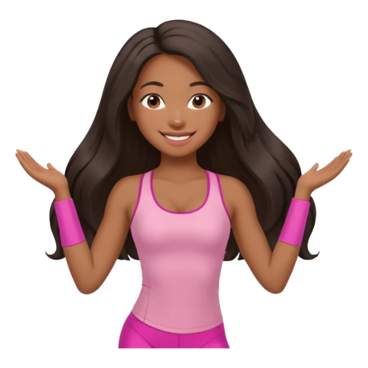 black birthday girl long hair, pink pilates outfit sticker