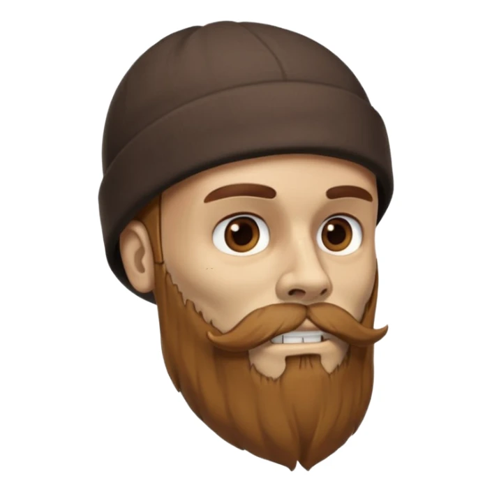 detailed human skull with
Brown mustache and full beard side view wearing beanie  sticker