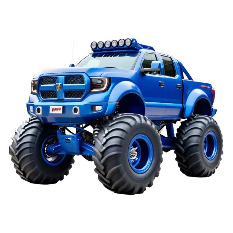 Bigfoot - Bigfoot 4x4 (Model Year: 2022) (Iconic colour: Blue) - An oversized, rugged monster truck with bold, aggressive lines painted in a striking blue. Focus on massive, rugged tires and a muscular chassis that exudes raw power and an urban legend feel. sticker