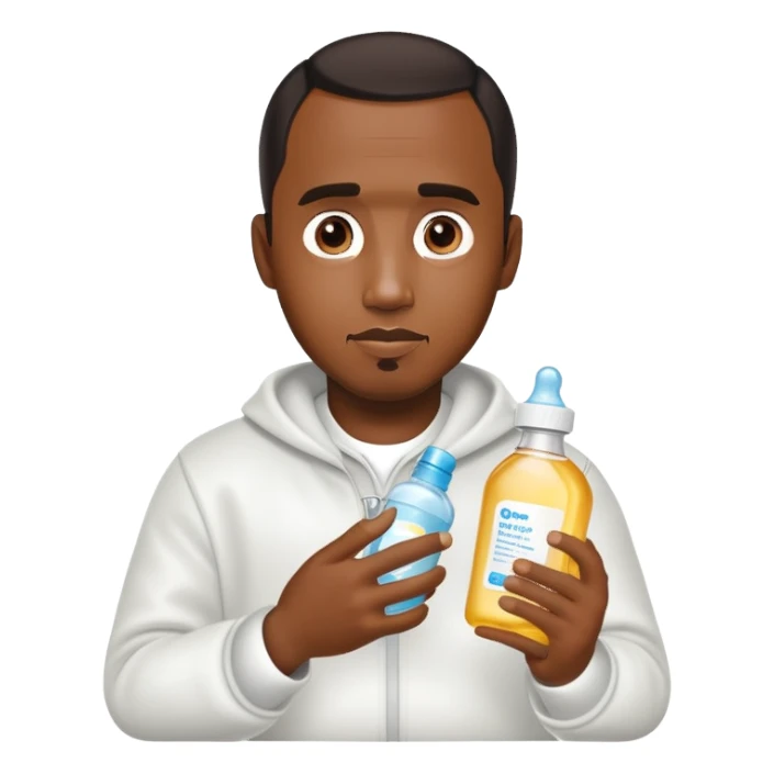 p diddy with a baby oil bottle sticker