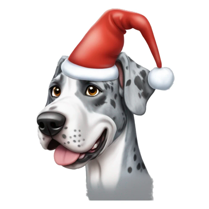 Blue Merle Great dane wearing Santa hat sticker