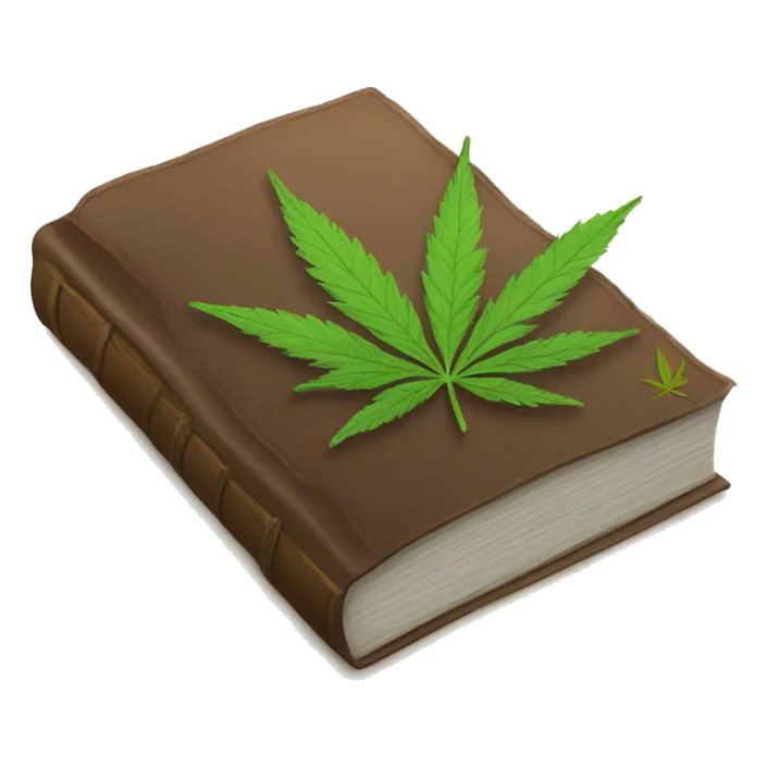 closed book with a weed leaf on top of it sticker