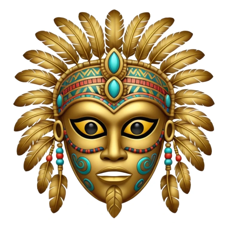 Tribal Feathery Voodoo Gold Aztec Mask  sticker