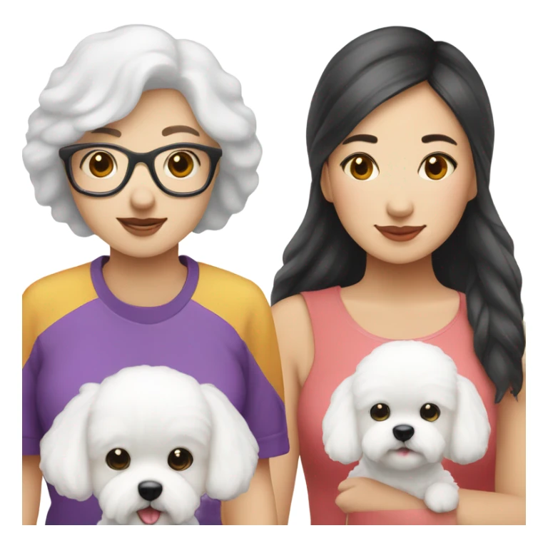 A cute bichon frise & Asian woman  sticker