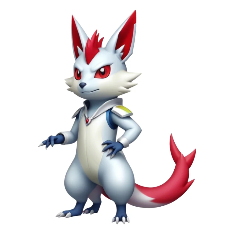 Cool Edgy Shiny Futuristic Ethereal Handsome Cute Zangoose-Sneasel-Digimon-hybrid full body sticker