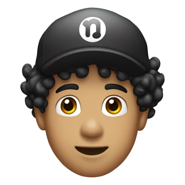 light skinned person with BLACK curly hair and Super Mario's cap sticker