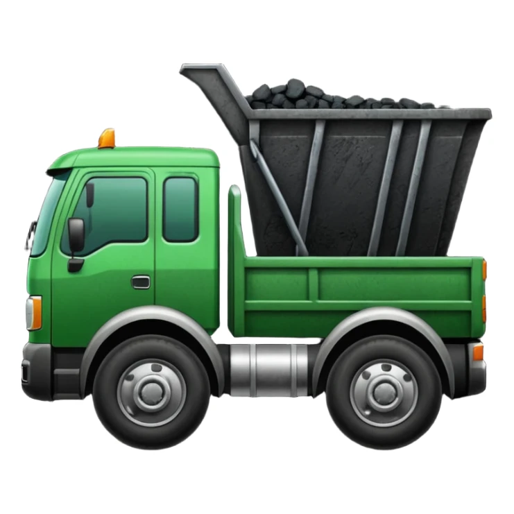 green truck with coal ore sticker