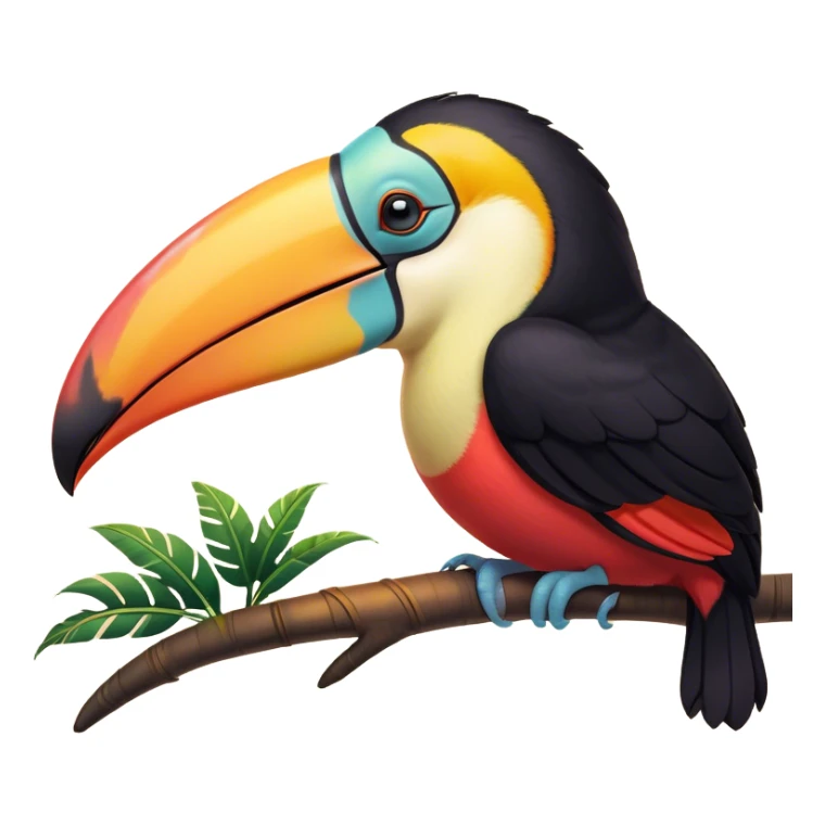 Meme-Worthy cute Sleeping Toucan Portrait Emoji, Head resting peacefully with a contented smile, showcasing a vibrantly colored beak and eyes gently closed in serene slumber, Simplified yet comically adorable features, highly detailed, glowing with a soft, drowsy tropical light, high shine, relaxed and utterly lovable, stylized with an air of playful laziness, bright and heartwarming, soft glowing outline, capturing the essence of a sleeping toucan that feels destined to become the next viral icon of adorable rest! sticker
