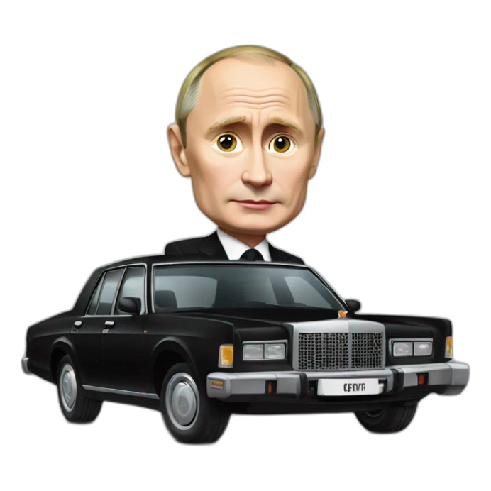 vladimir putin is driving a big black car sticker
