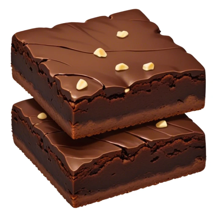 Cinematic Realistic Brownies, rich and dense with a deep chocolate hue, slightly cracked on top revealing the fudgy center, soft light reflecting off the warm surface, a few crumbs scattered around, glowing with an indulgent and comforting texture. sticker