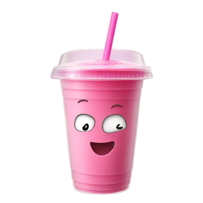 A pink smoothie in a clear plastic takeaway cup  sticker