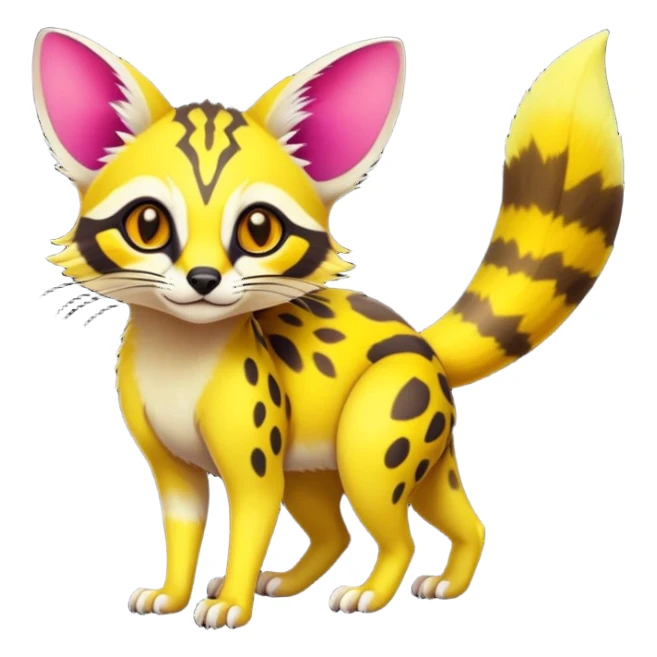 Exotic randomly colored colorful light cute lush neon-colored brightly colored Fakémon-Fionbri-Vernid-Genet-creature with markings (full body) sticker