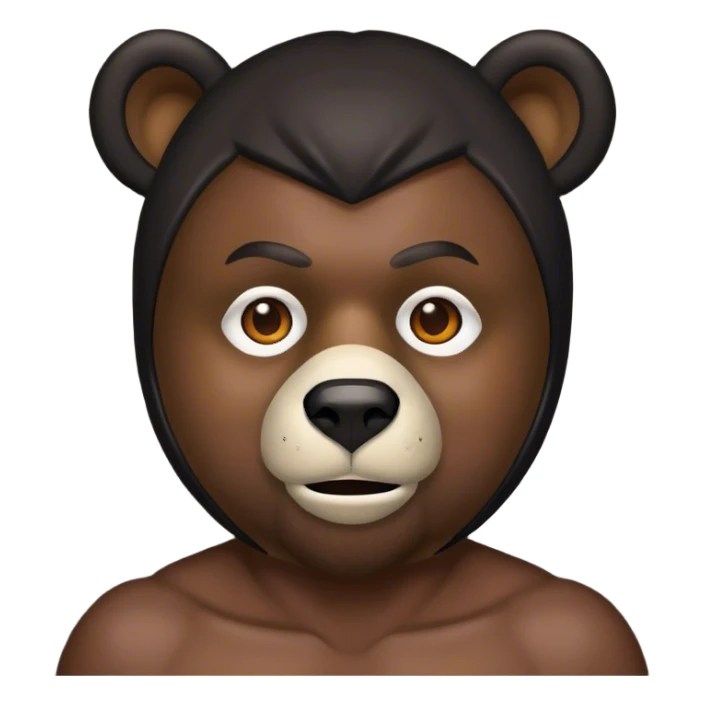 dark skinned black man with short hair with a bear mask sticker