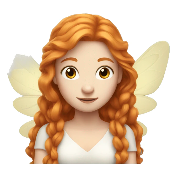 a white skin fairy, long ginger hair and wings sticker