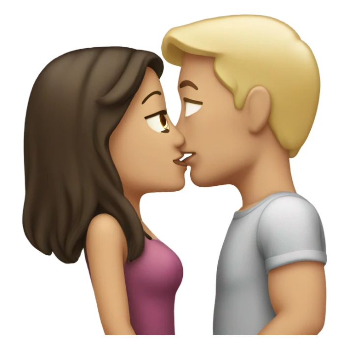 brunette girl kissing blonde man sticker