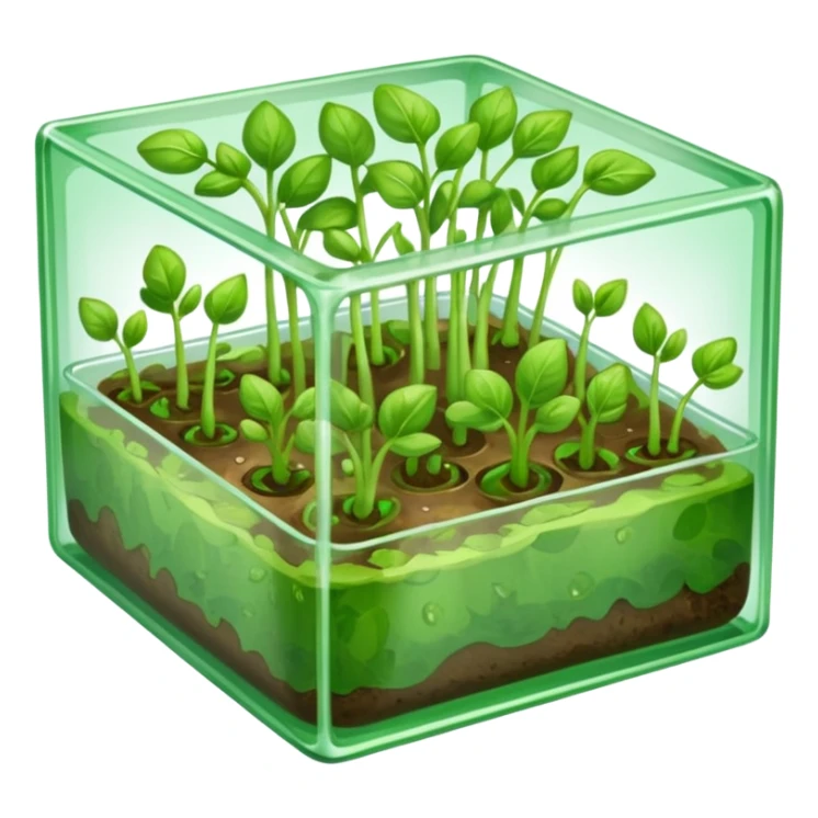 aromatic sprouts in a flat thin transparent box the base is almost invisible sticker