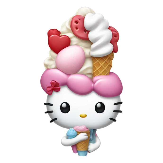 Hello kitty eating ice cream with my Melody  sticker