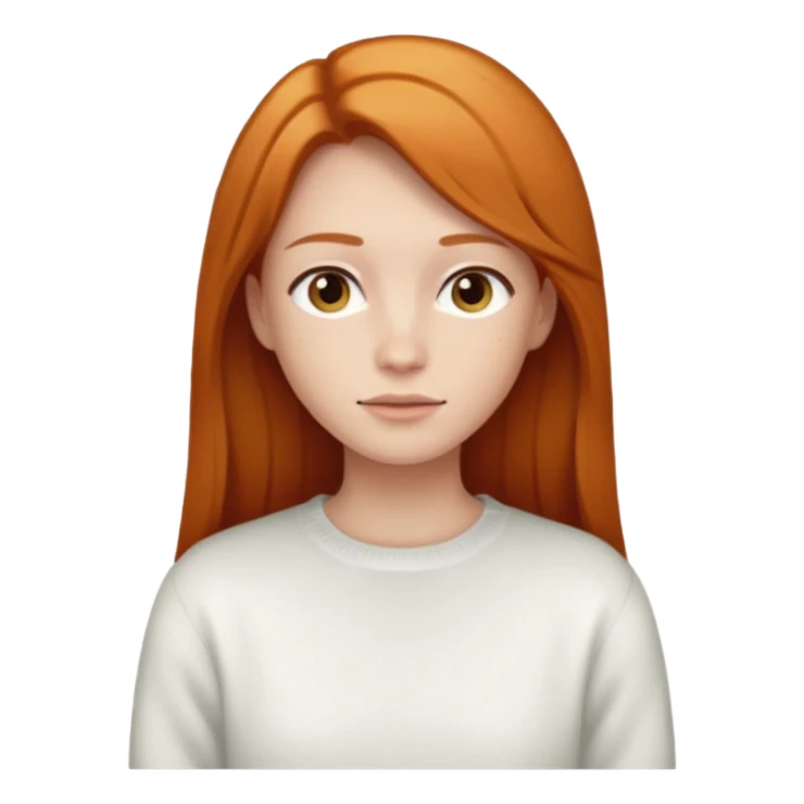 Ginger long straight hair with a white jumper sticker
