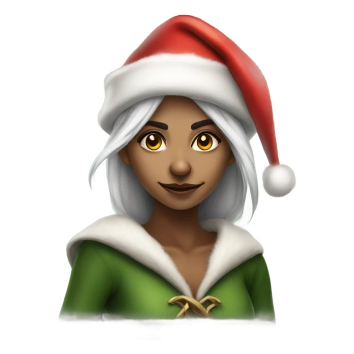 rogue female elf fantasy wearing santa hat sticker