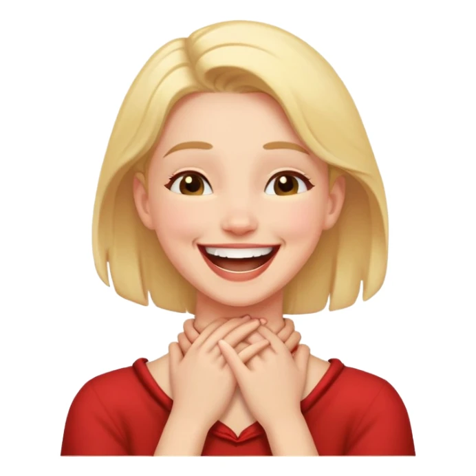 girl with hands across neck laughing  sticker