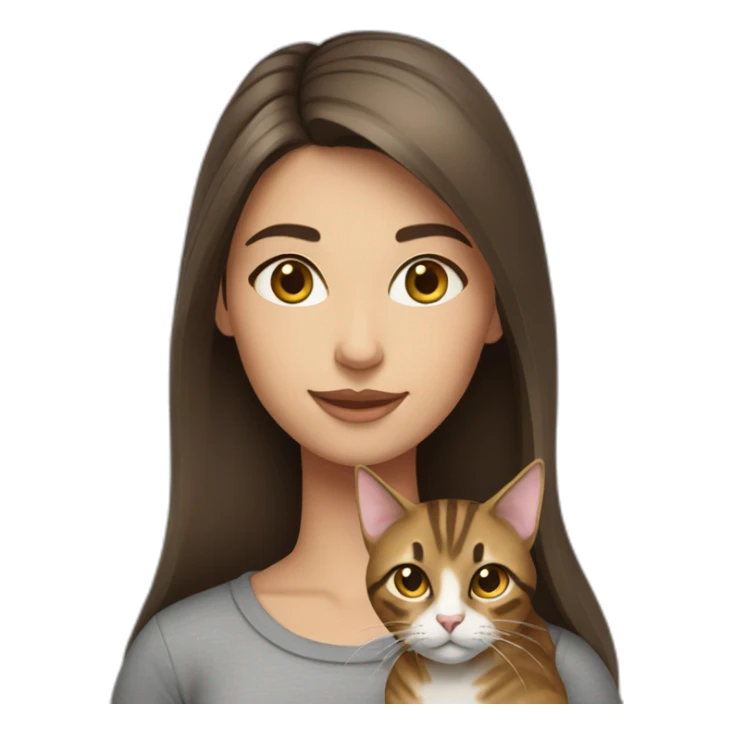 brunette girl with tabby cat sticker