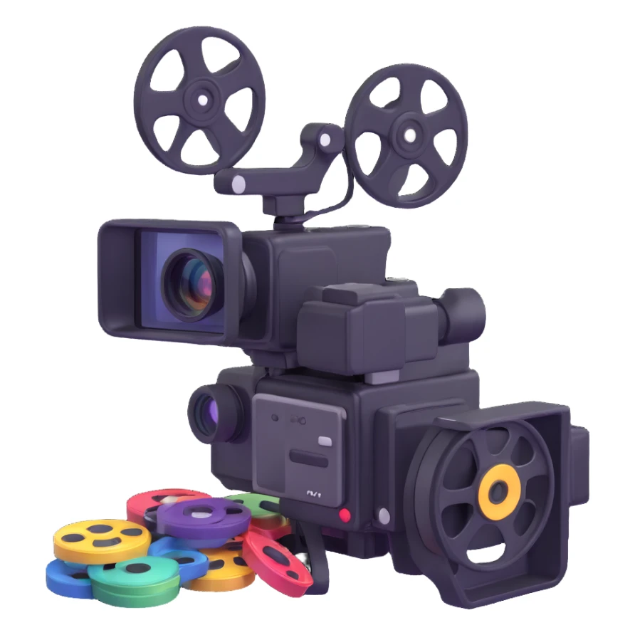 video camera with film reels sticker