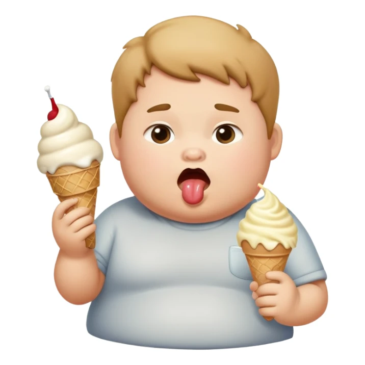 Chubby kid eating ice cream and farting sticker