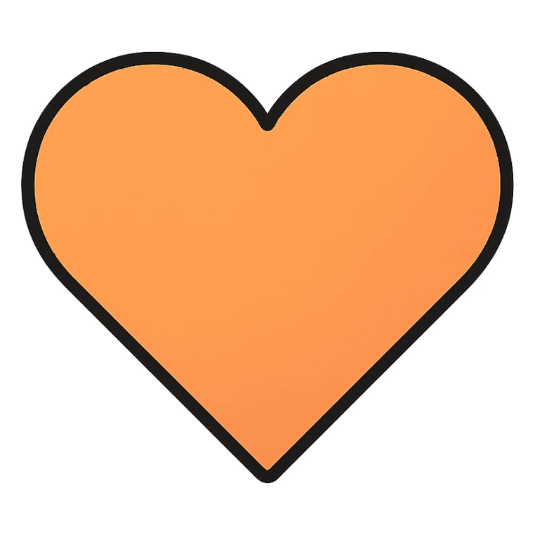 orange heart, outlined with a soft gradient sticker