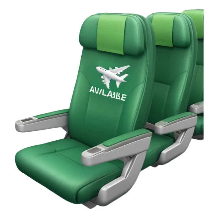 Airplane seat with green available sign sticker