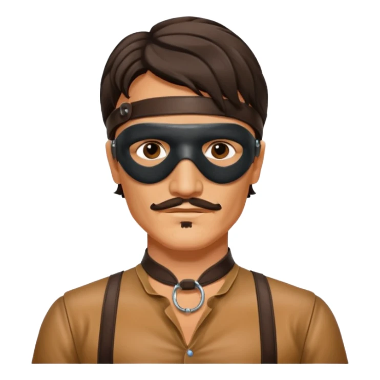 pedro pascal with leather eye mask and leather halter neck blouse sticker
