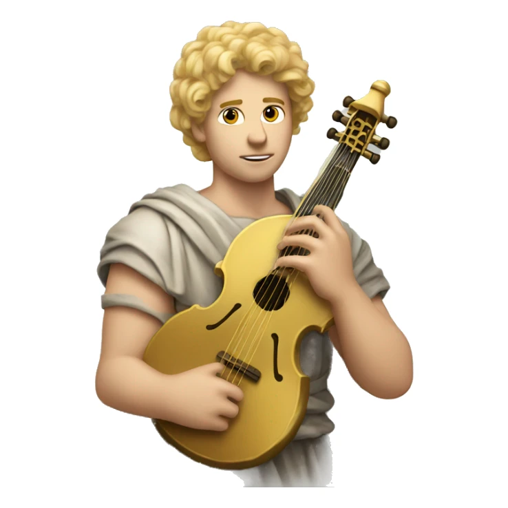 Apollo god. Calm face Holding a lyre with Blonde hair sticker