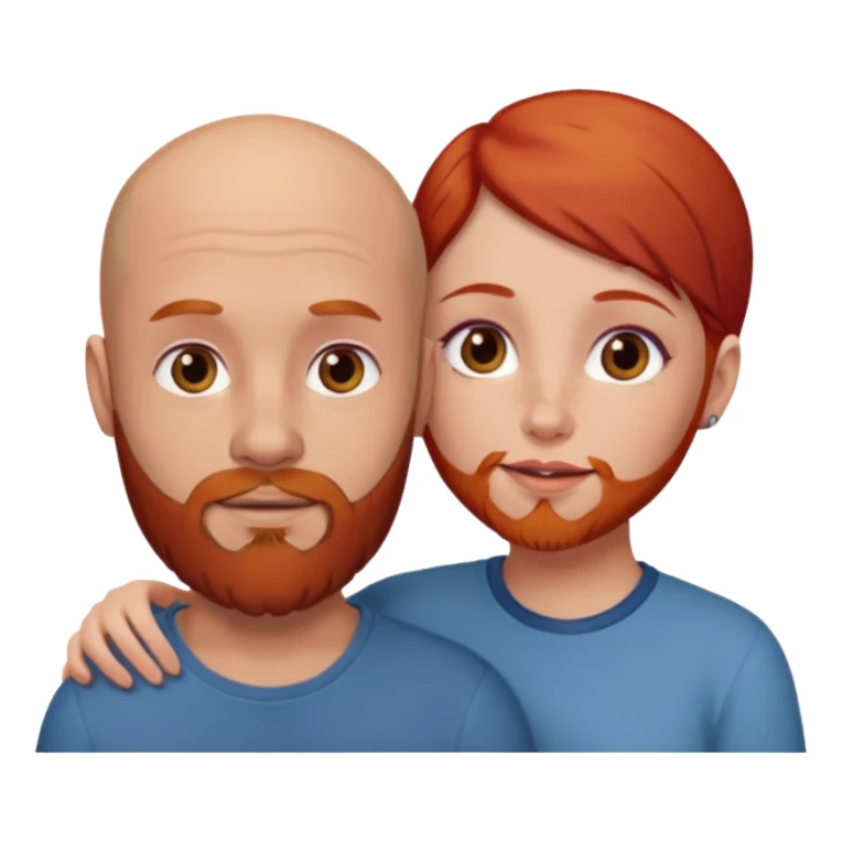 Très amoureux gars chauve barbe brune fille rousse sticker