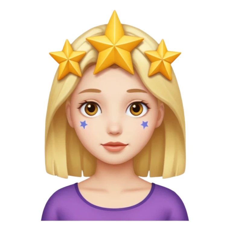 Human girl with a star face head sticker