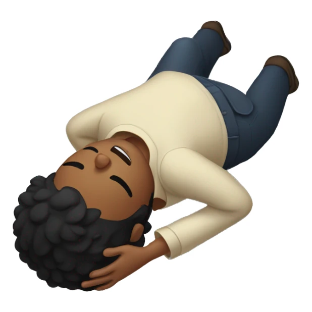 Black haired man lying unconscious on the ground sticker