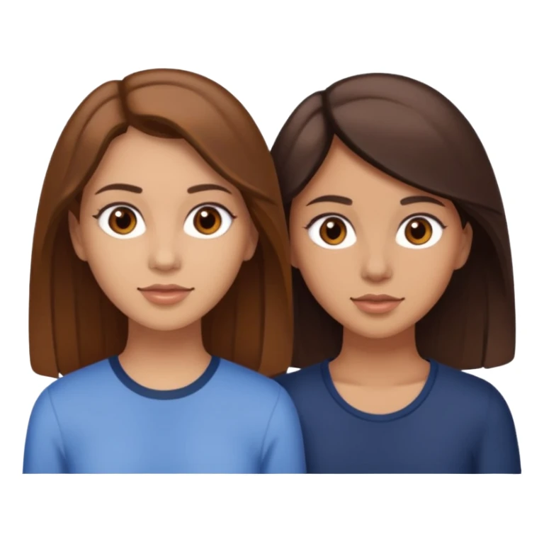two sisters in their twenties; one has a slightly lighter complexion with lighter skin, brown eyes, and brown hair while the other is slightly tanner, brown eyes, and dark brown hair sticker