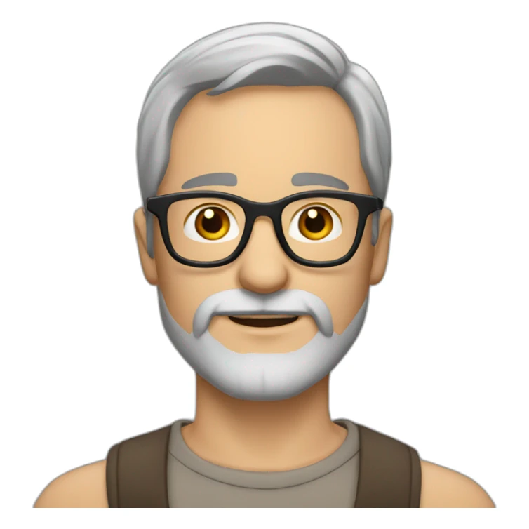 man short grey beard brown hair glasses sticker