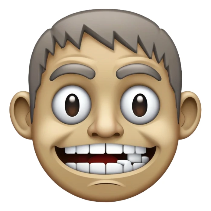 Depressed brownish gray trollface and the entire image including the trollface is staticky glitchy type sticker