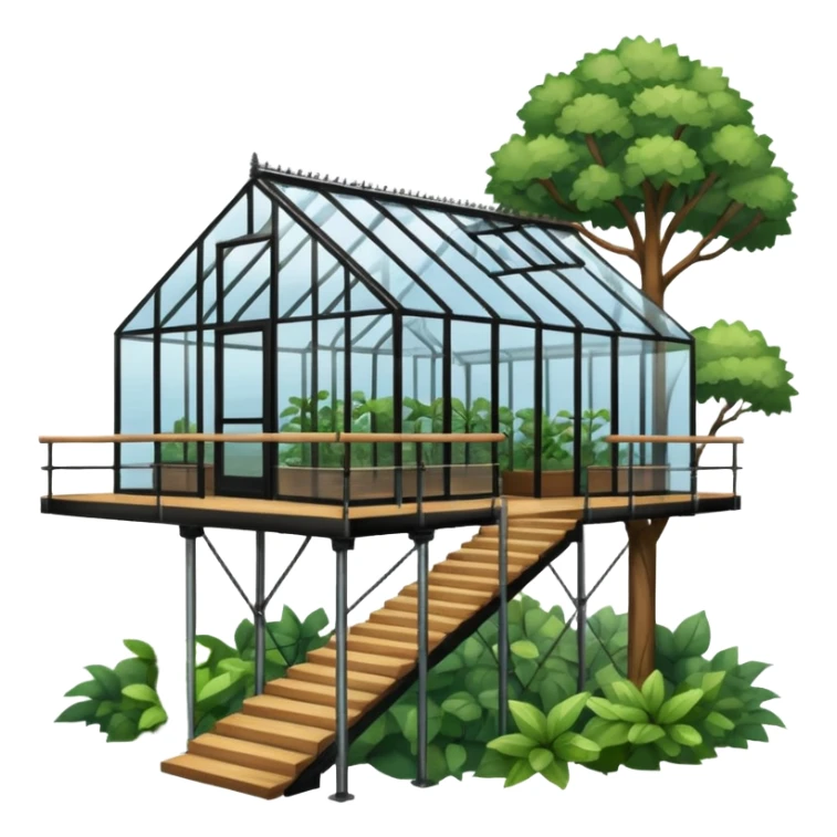 a big glasshouse and a treetop walkway. sticker
