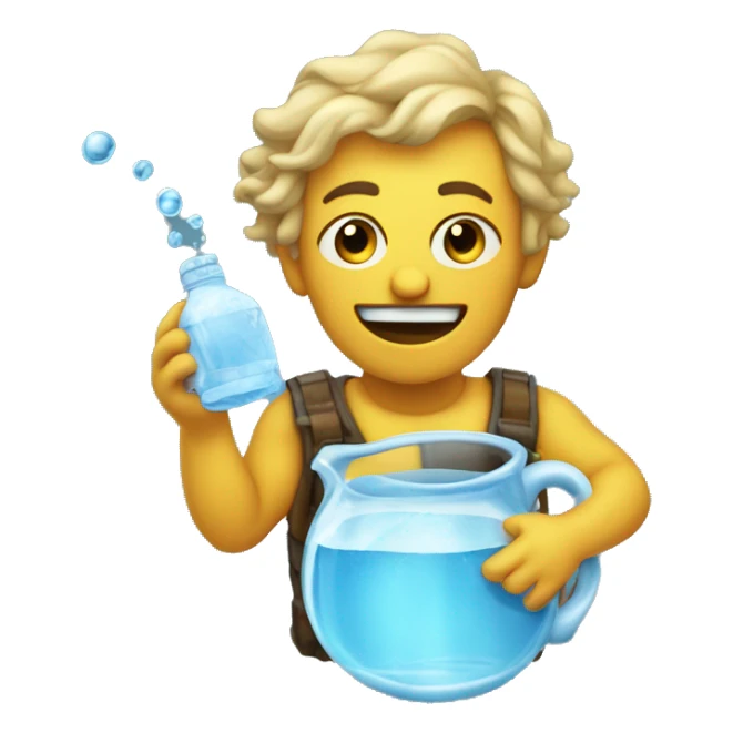 aquarius-transformed emoji with a flying jug of water sticker